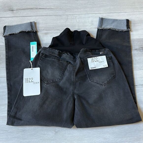 1822 Denim Avah Maternity Cuffed Skinny Jean black Size 10 Stitch Fix Nwt - Picture 5 of 5